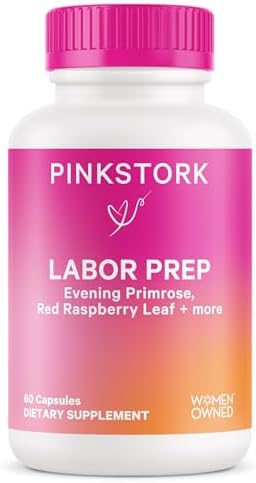 Pink Stork Labor Prep - Evening Primrose Oil Capsules (Капсулы) with Red Raspberry Leaf Tea, Gentle Birth & Postpartum Care, Third Trimester Pregnancy Must Haves, 60 Capsules Pink Stork