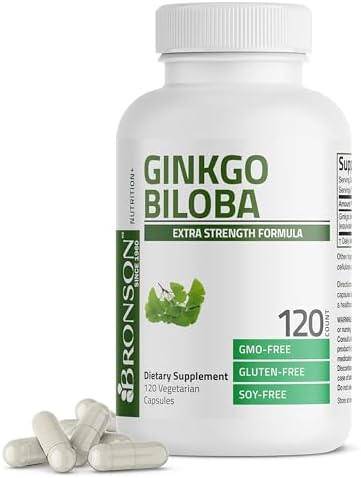 Bronson Ginkgo Biloba Extra Supports Brain Function & Memory Support, 120 Vegetarian Capsules Bronson