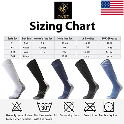 ONKE Men's Cotton Full Cushion Over the Calf Socks Heavyweight OTC Knee High Steel Toe Western Work Boots Thermal All Seasons ONKE