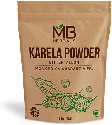 MB Herbals De-Seeded Karela Powder 454 Gram | 1 LB / 16 oz | 100% Pure Bitter Melon Powder | Momordica charantia Fr. | No Preservatives | Non GMO | Gluten Free MB Herbals