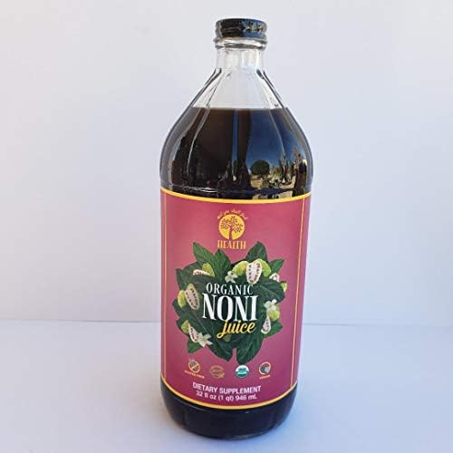 Organic Only NONI 100% Pure Fruit Juice 32oz (1qt) GLASS Bottle Flavanol, Mineral & Vitamin Rich 30g Whole Noni Superfruit Per Serving (Порция) - Gluten-Free & Vegan AND YOU SHALL FIND HEALTH