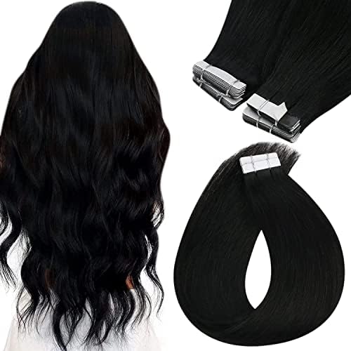 Sunny Hair Tape in Extensions Human Hair Black Tape in Human Hair Extensions Short Tape in Hair Extensions Real Human Hair Black Color #1 12inch Tape Hair Extensions Black 20pcs Sunny Hair