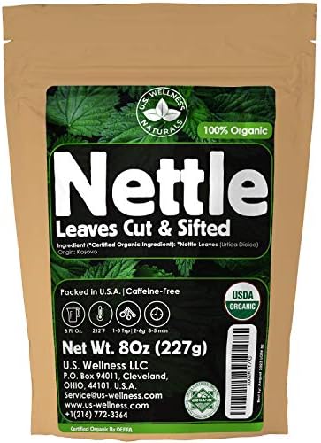 Nettle Tea - 8Oz (REAL WILD HARVEST) | 100% USDA Certified ORGANIC | Loose Leaf (Urtica Dioica aka Stinging Nettle) Cut & Sifted U.S. Wellness Naturals