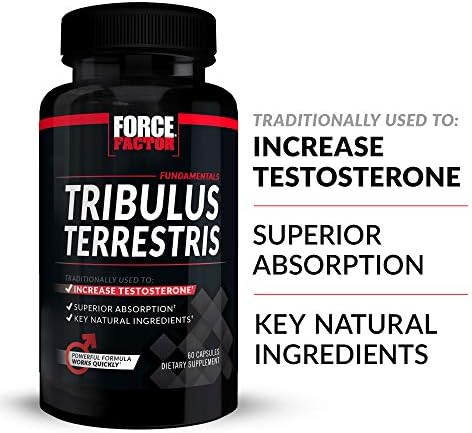 Force Factor Tribulus Terrestris for Men, Testosterone Booster and Male Vitality Supplement, Tribulus Extract and Natural Ingredients for Superior Absorption, Fundamental Series, 1000mg, 60 Capsules Force Factor