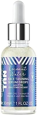 Skinny Tan Water Coconut Face Tanning Serum Drops - Enrich with Vitamin E and Aloe Vera - Helps Even Skin Tone - Enhance Your Complexion - Leaves Long-Lasting, Tropical Sun-Kissed Radiance - 1 oz Skinny Tan