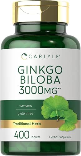 Carlyle Ginkgo Biloba 3000mg | 400 Tablets | Non-GMO, Gluten Free Supplement Carlyle