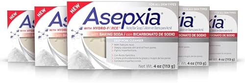 Asepxia Cleansing Bar Baking Soda, Multipack: Deep Skin Cleansing, Acne Fighting with 2% Salicylic Acid, Removes Oil and Dirt, Prevents Imperfections, Suitable for All Skin Types - 4 Oz, 5 Count Asepxia