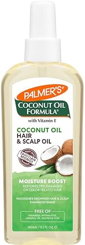 Palmer's Coconut Oil Moisture Boost, Restorative Hair and Scalp Oil Spray, Lasting Hydration and Shine for Dry or Damaged Hair, Promotes Scalp Health, 5.1 Oz Palmer's