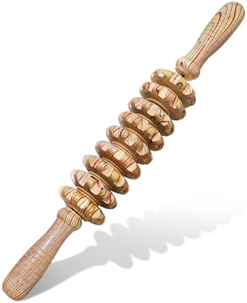 Wooden Massager Handheld Roller Trigger Point Massager Stick for Fascia, Cellulite, Muscle & Abdomen , Body Therapy Massager, Muscle Belly Relief Tool… Deston