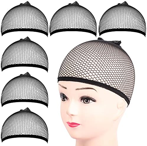 Fandamei 6PCS Wig Cap, 6PCS Black Mesh Wig Cap Net, Closed End Hair Mesh Net, Liner Weaving Caps for Women, Men, Kids, Wig Caps for Halloween, Cosplay Fandamei