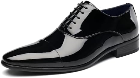 Мужские Оксфорды DECARSDZ Faux Patent Leather Classic Lace-up Decarsdz