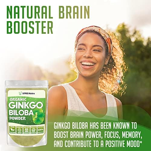 XPRS Nutra Organic Ginkgo Biloba Powder (Порошок) - Gingko Biloba Supplements for Cognition - Vegan Friendly Ginkoba Biloba Organic - Immunity Boosting Ginkgo Biloba Powder (4 oz (Унции)) XPRS Nutra