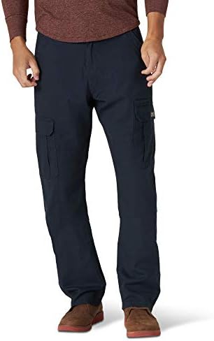 Wrangler Authentics Men's Relaxed Fit Stretch Cargo Pant, Navy, 34W x 30L Wrangler