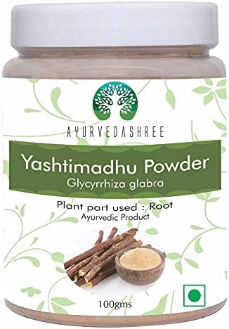 Yashtimadhu Powder 100 Gm | Natural Mulethi Powder/Licorice Powder Glycyrrhiza glabra | Supports Immunity | Mulethi | Vegan | Non GMO | Gluten Free AYURVEDASHREE