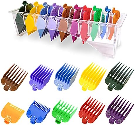 Clipper Guards Set 10 12 Fits for Most Wahl Clippers and Babyliss FX870, Extra Long Color Coded Clipper Combs Replacement - 1.25", 1.5" LAVEST