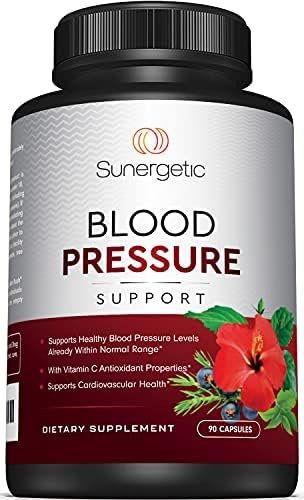 Premium Blood Pressure Support Supplement For Cardiovascular & Heart Health with Garlic, Hawthorn & Hibiscus - 90 Capsules (Капсулы) Sunergetic