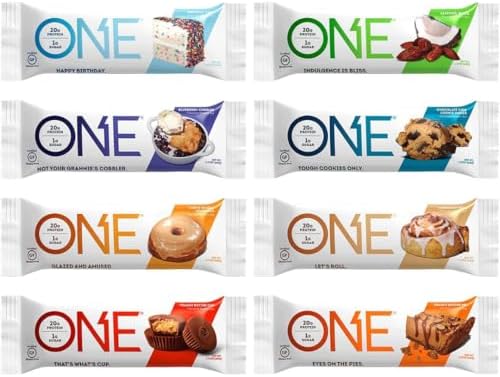 ONE Protein Bars, Sampler Variety Pack, Gluten Free Protein Bars with 20g Protein and 1g Sugar, Pantry Staples, 2.12 oz (Унции) (8 Count) One