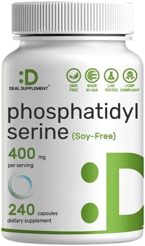 Phosphatidylserine Supplement, 400mg Serving, 240 Capsules – Soy Free Sunflower Lecithin Source DEAL SUPPLEMENT