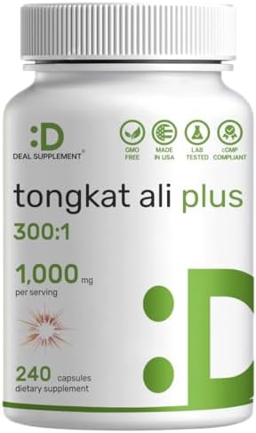 Tongkat Ali Extract 300:1 with Horny Goat Weed 1,100mg, 240* Capsules – Indonesian Longjack DEAL SUPPLEMENT