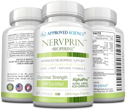 Approved Science Nervprin - Nerve Support - Benfotiamine, B12, R-Alpha-Lipoic Acid, Corydalis, Boswellia, BioPerine - 60 Capsules - Made in The USA Approved Science