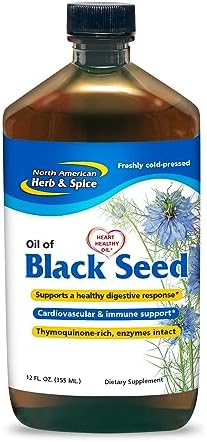 NORTH AMERICAN HERB & SPICE Oil of Black Seed - 12 fl oz (Жидкие унции) - Digestive & Arterial Support - Non-GMO - 72 Servings (Порции) North American Herb & Spice