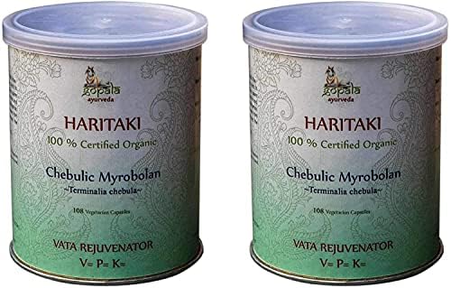 HARITAKI Capsules (Капсулы) (USDA Certified Organic) Ayurvedic Herb Terminalia chebula - 108 Vcaps of 500mg Each (Pack of 2) Gopala Ayurveda