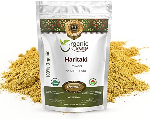 Organic Way Premium Quality Haritaki Powder (Terminalia Chebula) - Organic & Kosher Certified | Raw, Vegan, Non GMO & Gluten Free | USDA Certified | Origin - India (1LBS / 16Oz) Organic Way