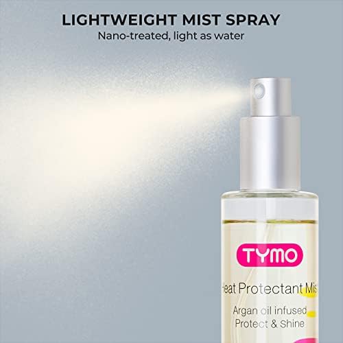 TYMO Heat Protectant Spray for Hair with Argan Oil for Styling Tools, Heat Protection Spray to Smooth & Hydrate, Natural Clean Formulation, Multi-benefit Treatment, Lightweight for All Hair Types TYMO