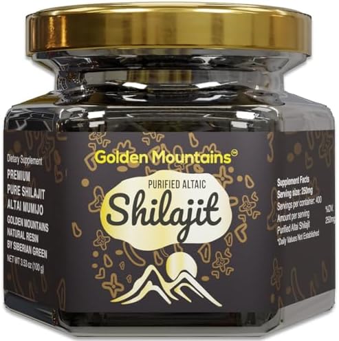 Pure Authentic Siberian Altai "Golden Mountains" Shilajit Resin 100g 3.53oz - Measuring Spoon – Quality & Safety Certificate in each Box Siberian Green