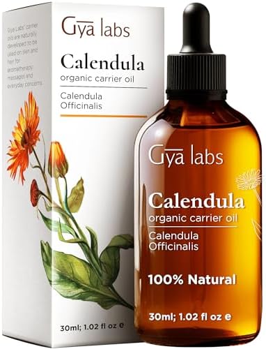 Gya Labs Organic Calendula Oil for Skin - 100% Natural Calendula Carrier Oil for Face - Calendula Oils for Hair Health, Body Lotions, Soaps & Moisturizer (1 fl oz) Gya Labs