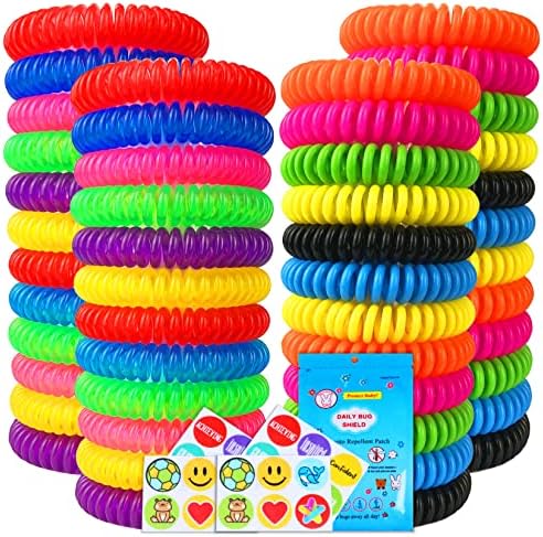 Mosquito Repellent Bracelets 48 Pack Individually Wrapped Mosquito Repellent Bands for Kids and Adults with 24 Pcs Mosquito Repellent Stickers for Indoor and Outdoor Protection BuggyBands