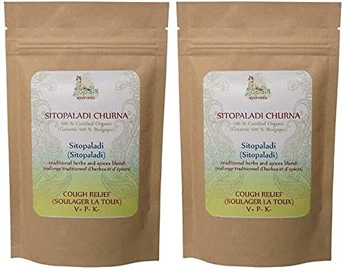 SITOPALADI Powder (Порошок) (USDA Certified Organic) Ayurvedic Herb Powder - 100g Zip Lock Pouch (Pack of 2) by Gopala Ayurveda Gopala Ayurveda