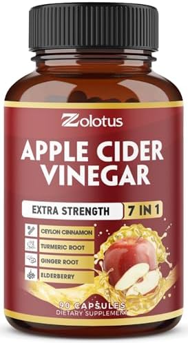 Zolotus 7 in 1 Apple Cider Vinegar Capsules (Капсулы), Equivalent to 3650mg, 3 Month Supply with Ceylon Cinnamon, Ginger Root, Turmeric, Elderberry, Best Supplement for Digestion, Immune Zolotus