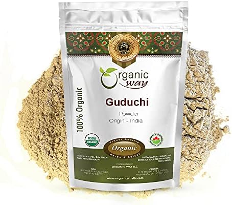 Organic Way Premium Grade Guduchi Powder (Tinospora cordifolia) - Organic & Kosher Certified | Raw, Vegan, Non GMO & Gluten Free | USDA Certified | Origin - India (1LBS / 16Oz) Organic Way