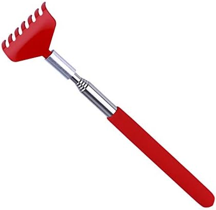 Healifty Telescopic Tickle Rake Claw Scratcher Metal Back Scratchers Lighter Fuel Telescoping Massage Tool Telescopic Back Massager Stainless Steel Red Back Grabber Multifunction Healifty