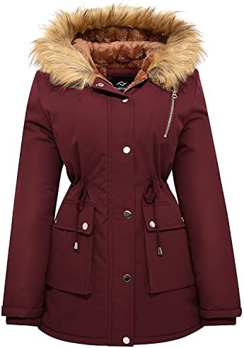 FARVALUE Womens Water-repellent Winter Coat Thicken Puffer Jacket Warm FLeece Lined Parka with Fur Hood Farvalue