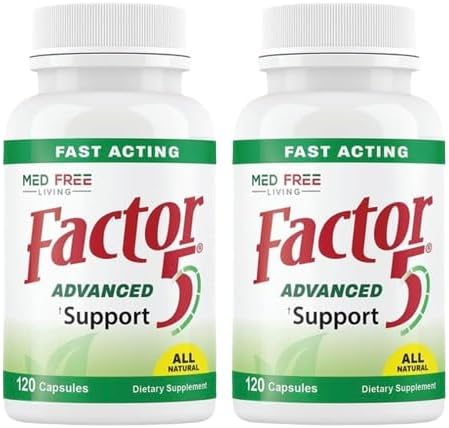 Factor 5 Med Free Living Advanced Joint Health Supplement. with Turmeric, Stinging Nettle, Horsetail, Garlic and Celery Seed, Supports Joint Comfort, Mobility and Strength 120 Count (Pack of 2) Medfree Living