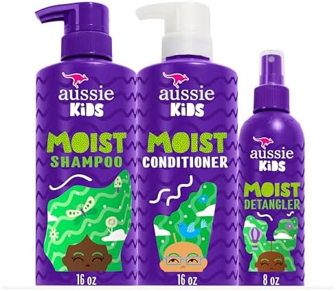 Aussie Kids Hair Care Bundle - Shampoo, Conditioner with Detangler, Sulfate & Cruelty Free, Tangle & Hassle Free Styling, 16 Fl Oz 2 Pack & 8 Fl Oz Spray Aussie