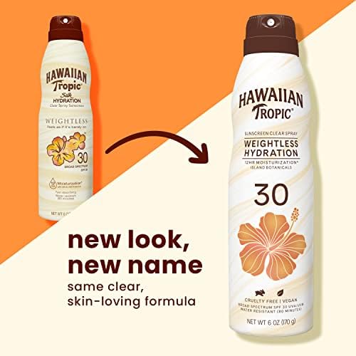 Hawaiian Tropic Weightless Hydration Clear Spray Sunscreen SPF 30, 6oz Twin Pack | Hawaiian Tropic Sunscreen SPF 30, Sunblock, Oxybenzone Free Sunscreen, Spray On Sunscreen Pack, 6oz each Hawaiian Tropic