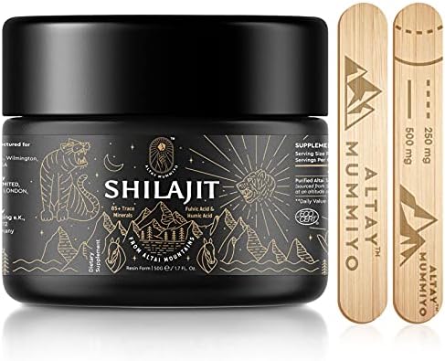 Shilajit Resin with Fulvic Acid & Trace Minerals, Original Siberian Pure Shilajit with 85+ Humic Acid Supplement Gel (Гель), Support Metabolism & Immune System - 100 Serving (Порция) / 50g ALTAY MUMMIYO