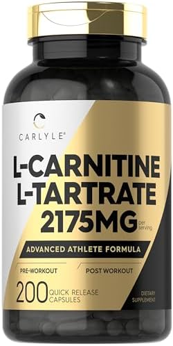 Carlyle L Carnitine Tartrate | 2175mg | 200 Capsules (Капсулы) | Advanced Athlete Formula | Workout Supplement | As L-Carnitine L-Tartrate | Non-GMO, Gluten Free Carlyle