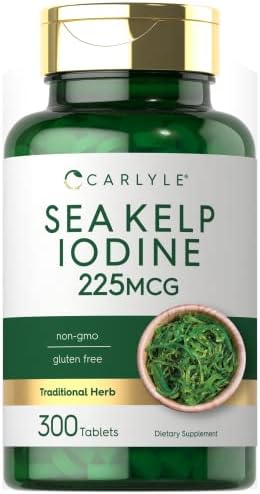 Carlyle Sea Kelp Iodine Supplement | 225mcg | 300 Tablets (Таблетки) | Non-GMO, Gluten Free | Traditional Herb Supplement Carlyle