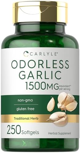 Carlyle Odorless Garlic Softgels (Мягкие капсулы) 1500mg | 250 Count | Non-GMO, Gluten Free Extract Supplement Carlyle