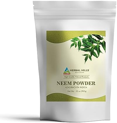 HERBAL HILLS Neem Powder (Порошок) Azadirachta Indica Pure Neem Leaf/Leaves Powder 16 Oz HERBAL HILLS