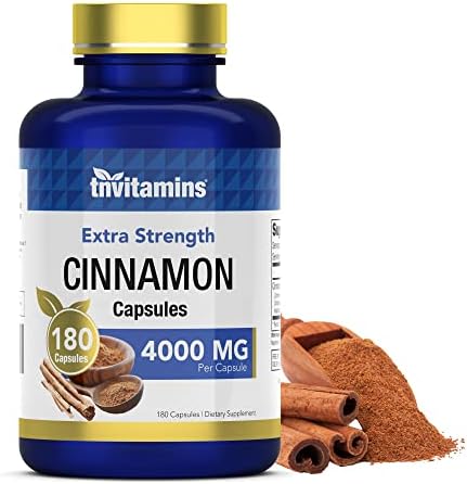 Ceylon Cinnamon Capsules (Капсулы) 7500mg Per Serving (Порция) - 180 Capsules | High Potency Ceylon Cinnamon Powder (Порошок) Pills for Women & Men Tnvitamins