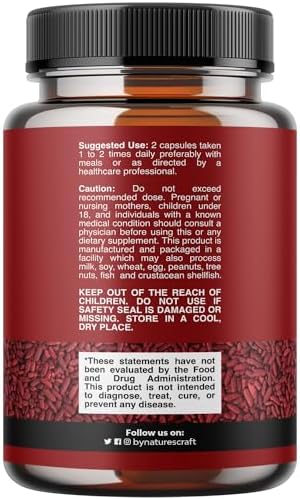 Red Yeast Rice with CoQ10 Supplement - Extra Strength Red Yeast Rice 1200 mg. Capsules (Капсулы) with CoQ10 100mg Per Serving (Порция) - Heart Health Supplement 3rd Party Tested Vegan Non-GMO & Citrinin-Free (2 Months) Natures Craft