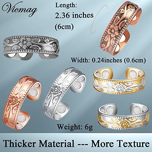 Vicmag Copper Bracelet Ring for Women 3500 Gauss Magnet brazaletes 100% Solid Pure Copper Jewelry Gift Cuff Bangles Vicmag