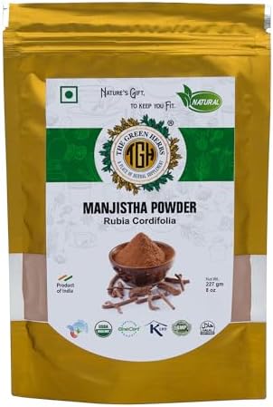 The Green Herbs Manjistha Root Powder, 227g Finely Ground, Natural and Chemical-Free, Herbal Powder, Rubia Cordifolia TGH- THE GREEN HERBS- A PLACE OF HERBAL SUPPLEMENT