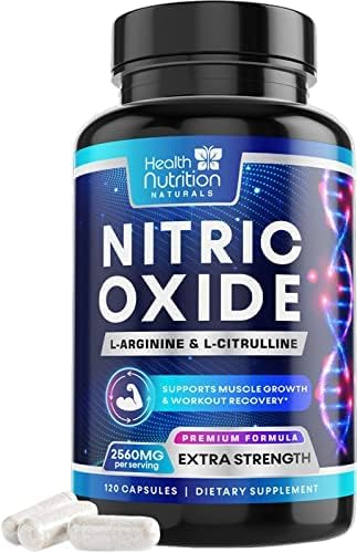 Extra Strength Nitric Oxide Supplement L Arginine 3X Strength - Citrulline Malate, AAKG, Beta Alanine - Premium Muscle Supporting Nitric Booster for Energy & Strength to Train Harder - 180 Capsules (Капсулы) Health Nutrition Naturals