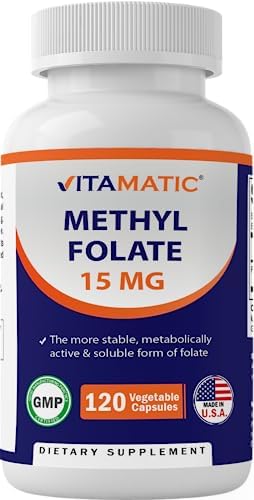 Vitamatic Methyl Folate 15mg - 120 Vegetable Capsules (Растительные капсулы) - Optimized and Activated High Potency - Metabolically Active Folate Vitamatic